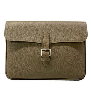 Moynat Gray Beige Leather Clutch Bag #306347M88B